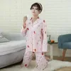 Damen-Nachtwäsche Tulin Fashion Soft Print Pyjama Set Casual Women 2PCS ShirtPants Lounge Viscose Lingerie Loose Home Clothes