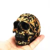 Dekorativa föremål Figurer Harts Tillverkad svart Skull Head Gold Carving Halloween Party Decoration Skull Sculpture Decoration Home Decoration 230406