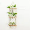 Vaser 3 Tiered Wall Hanging Test Tube Hydroponic Plant Propagator med trästand Transparent Propagation Station