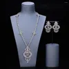 Necklace Earrings Set Graceful Cubic Zirconia Wedding Dubai Birdal Long Sweater And For Party