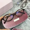 Occhiali da sole ovali in acetato tartarugato Luxury MU Women Fashion Uv400 Lady Outdoor semplici occhiali da vista ottici neri