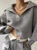 Женские свитера, осенне-зимний женский топ с длинным рукавом, повседневный свободный вязаный женский свитер с лацканами, уличная одежда, джемпер средней длины с фонариком