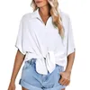 Women's Blouses gemonteerde knop omlaag shirts voor vrouwen zomer dames losblousesshort mouw shirt tee kleur long v neck