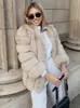 Women s Fur Faux Large size ladies winter fox fur jacket long sleeve real coat leather 231107