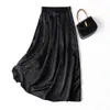 Skirts Women Silk Skirt 50% Mulberry Blend Elastic Waisted Jacquard Solid White Chic Luxury Midi Long MM855