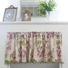 Curtain Plant Printed Half With Pom Short Kitchen Caffee Door Cabinet Dust-proof Rod Pocket Window Drapes