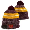 Men Knitted Cuffed Pom Washington Beanies was Bobble Hats Sport Knit Hat Striped Sideline Wool Warm BasEball Beanies Cap For Women