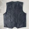 Gilet da uomo Gilet in pelle da motociclista Patchwork con scollo a V in pelle di pecora