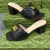 Hohe Version Leder Hausschuhe Frauen hochhackige Sandalen Designer-Schuhe G vergoldete Schnalle Freizeitschuhe Damenmode Schuh