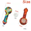 Water pipe Full color Silicone pipes Travel Tobacco Pipes Spoon Cigarette Tubes Glass Bong Dry Herb Accessories Smoking Pipe for Dry Herb Portable unbreakable