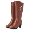 Womens Winter Boots Genuine Leather Female Size Dropshipping Warm High-heeled Wool Women Trend Riding 230922