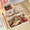 Bento Boxes Kawaii Children's Lunch Box School Adult Office Wheat Straw Cute Microwave Picnic Portable Stool Box Spoon Chopsticks 230407