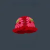 Wide Brim Hats Bucket Handmade Crochet Flower for Girls Korean Travel Beach Panama Caps Design Knitted Winter Beanie Wool Warm Cap 230407