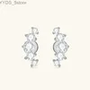 Stud Iogou Curved Stud örhängen 925 Silver Original D Moissanite smycken Tillbehör Ear Crler örhängen för flickor för kvinnor gåva YQ231107