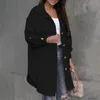 Vestes pour femmes décontracté longue laine hiver veste manteau femme manches simple boutonnage solide vêtements d'extérieur automne noir irrégulier pour les femmes 2023