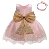 Flickans klänningar 1-5 år Baby Barnprinsessklänning Girl Fancy Wedding Dress Sleeveless paljetter Party Birthday Baptist Party Dress Gorgeous Baby Dress 230406