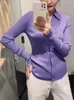 Women's Knits 2023 Spring Women Turn-down Collar Sweater Rib Slim Fit Single Breasted Ladies Knit Purple Black Cardigan