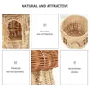 Storage Bottles Rattan Mushroom Basket Woven Baskets Lid Desktop Adornment Cane Shopping