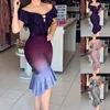 Casual Dresses Mermaid Dress Women 2023 Fashion Sexig Glitter Ruffle Cutout Asymmetrical Party Off-Shoulder Bodycon