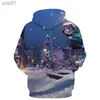 Sweats à capuche pour hommes Sweatshirts Noël Bonhomme de neige Modèle Sweat à capuche décontracté Femme Printemps et automne Tendance All-Match Streetwear 3D Imprimé Surdimensionné Lâche SweatshirL231107