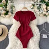 NXY Women Slim Korean Rompers korte mouw o nek solide jumpsuit nieuwe herfst sexy mode bodycon streetwear bodysuit 230328