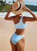 Swim wear Riseado Sexy Bikini Swimwear Women's Texture Swimwear One Shoulder Summer Bikini Swimwear 230406