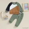 Ensembles de vêtements Mode Automne Enfants Filles Garçons Vêtements Ensemble Nouveau-Né Bébé Casual Contraste Couleur Coupe Ample Survêtement Sweat Pantalon Tenues Costume R231107