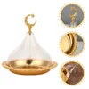 Teller Mubarak Muslim Festival Ornament islamisch mit Deckel Kuchendeckel Besteck Tablett Ständer Goldteller