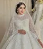 Lujo 2024 Vestido de novia con lentejuelas Cuello alto musulmán Perlas con cuentas llenas Vestidos de novia por encargo Tallas grandes Vestido De Casamento Dubai