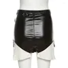 Kvinnors shorts 2023 Summer Women Pu Stretchy High midja Y2K White Black Leather Short Pants Ladies Street alla Match Wide Leg