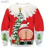 Women's Sweaters Unisex Ugly Christmas Sweaters Christmas Elves Christmas Funny Sweaters And Artificial Hair Autumn And Winter SweatersL231107