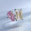 Anelli a grappolo Prezioso anello con diamante rosa Vera fede nuziale in argento sterling 925 per donna Uomo Regalo di gioielli di fidanzamento