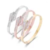 Bangle Chic inlaid Zircon Double Track Ship Form Armband fylld med Shell Decoration Lover Luxuxy smycken Rostfritt stål