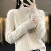 Damenpullover Merinowolle Rollkragenpullover Herbst Winter langärmeliger Pullover Lose Kaschmir-Strickpullover weiblich