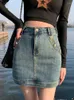 Skirts High Street Women Sexy Wrap Denim Skirt Slim Fit Waist Summer Fashion Ladies Vintage Cargo Pencil Short S