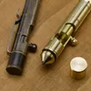 Slät skrivande gelpennor Metallisk penna handgjorda mässing retro bambu nod typ militär