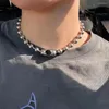 Hänge halsband grunge y2k uttalande överdimensionerad kulkedja choker halsband silver pläterad handgjorda gotiska unisex män kvinnor chunky smycken