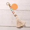 Keychains Fashion Silicone Beads Keychain For Women Girls Simple Tassel Acrylic Disk Pendant Key Chain Bead DZ0497