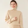 Suéteres femininos Zocept alta qualidade pura cashmere camisola de gola alta para mulheres outono inverno casual solto malha engrossar manga longa