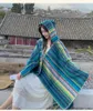 Szaliki bohemia w paski w paski gruby szalik termiczny podróż przylądka wakacyjna moda wygodna z kapturem kobieta jesienna zima