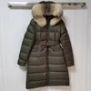 거위 다운 재킷 여자 겨울 코트 롱 파카 후드스 여우 모피 칼라 검은 복어 경찰 경외심 외투 두꺼운 따뜻함