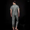 Men's Sleepwear Mens Rayon Silk Pajamas Set Summer Short Sleeve Satin Nightwear Home Clothes Male