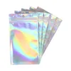 Holografische kleurenzakken met meerdere maten 100 stuks Hersluitbare Mylar-zakken Doorzichtige ritssluiting Voedselopslag Verpakkingszakken Vcegs