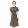 Party Dresses Short Sleeve Vintage Print Summer Long For Women Chinese Collar Casual Holiday Ladies Dress Elegant Clothes