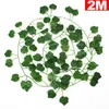 Fleurs décoratives 200CM Plantes Artificielles Rotin Creeper Feuille Verte Ivy Vigne DIY Suspendus Guirlande Feuillage Faux Feuilles Pour La Maison De Mariage Décor