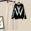 Women's Two Piece Pants Autumn and Winter Set 2023 Korean Edition Small Fragrance Sweater Casual Wide Leg 231107