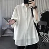 Men s Casual Shirts Korean Oversize Fashion Summer Black White Short sleeved Men Streetwear Loose Society Mens Dress M 2XL 230407