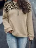 Women's Hoodies Women Leopard Print Patchwork Streetwear Hooded Sweatshirts Spring Autumn Trendy Harajuku Long Sleeve Pullover