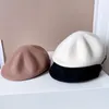 Berets TOMKHU Autumn And Winter Japanese Style Simple Casual Leather Buckle Decoration Women's Vintage Day Pumpkin Hat Woolen Wo