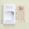 False Nails Gold Shiny Powder Design With Wihte Bow Almond Wearable Nude Fake Nail Patch Jing Christmas Party Press On